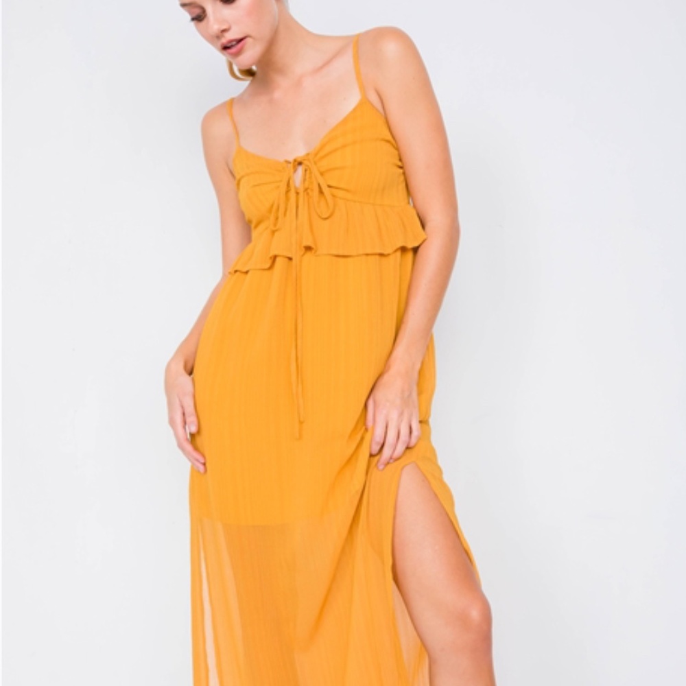 NWT - Les Lis Mustard Maxi Sun Dress